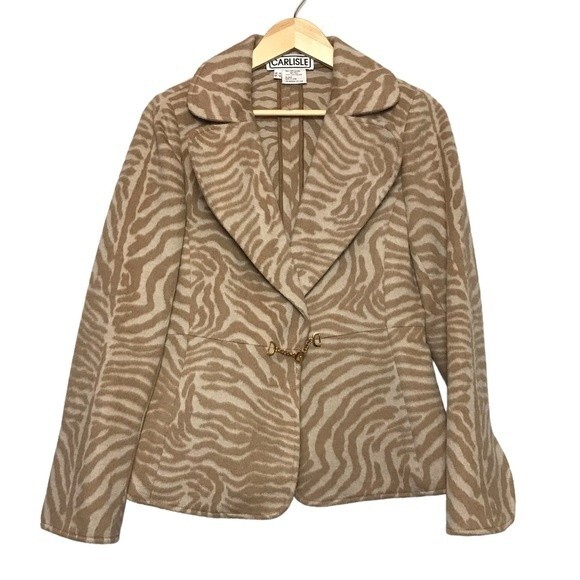 Carlisle‎ Celebrity Animal Print Angora/Wool Blazer - Picture 4 of 8